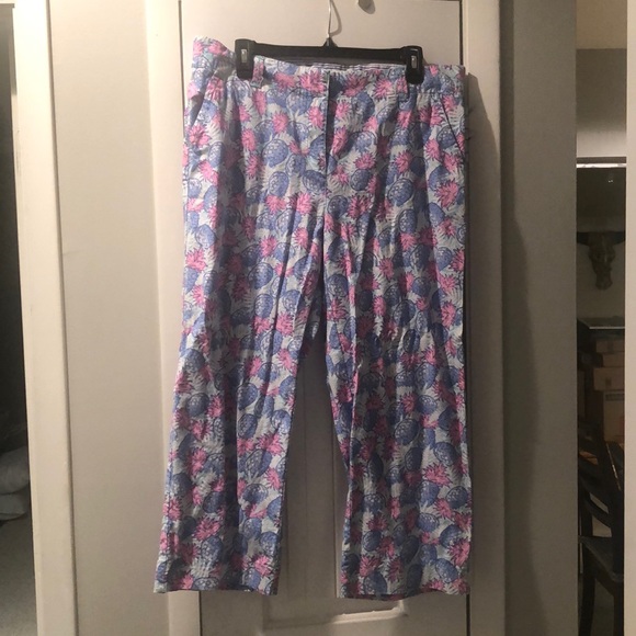Vineyard Vines Pineapple Linen Crop Pants - Picture 1 of 4